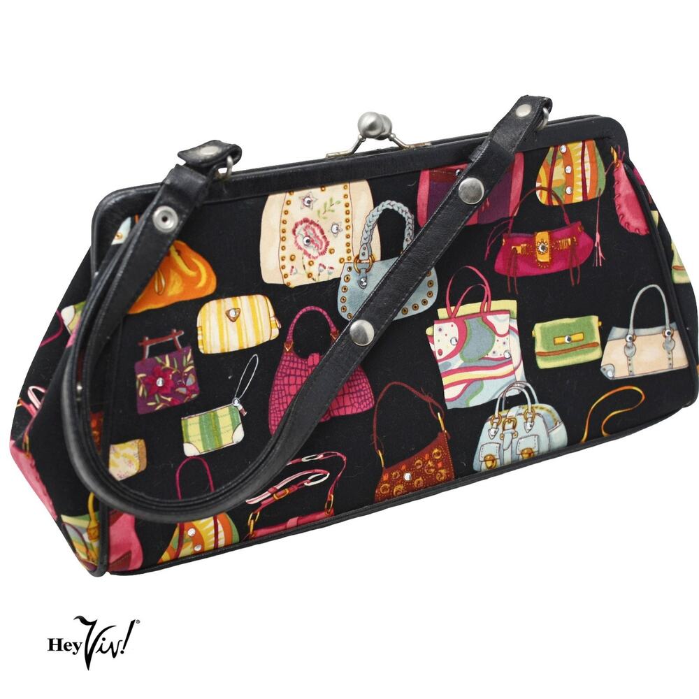 Vintage Far Nine Y2K Novelty Handbag Purse Print Snap Lock Top Handle - Hey Viv